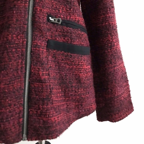 Lucky Brand | Slouchy Long Moto Jacket Women's Size S Red Full Zip Long Sleeve - Picture 8 of 12